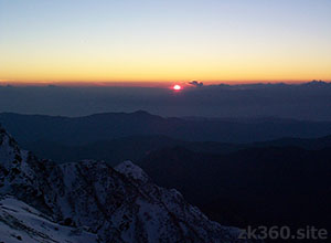 北岳ノ肩で見た夕陽